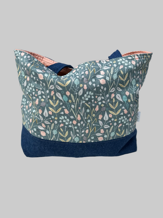 Meadow Flowers Solid Panel Tote