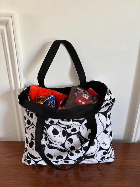 Black and White Trick or Treat Tote
